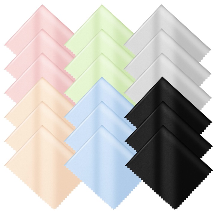 Set lavete microfibra 18 buc multicolor 15x18cm pentru curatare delicata