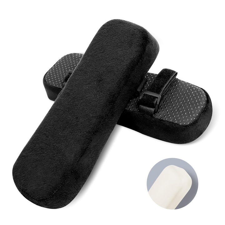 Set 2 perne suport brate scaun birou spuma memorie negru 27x8x4cm