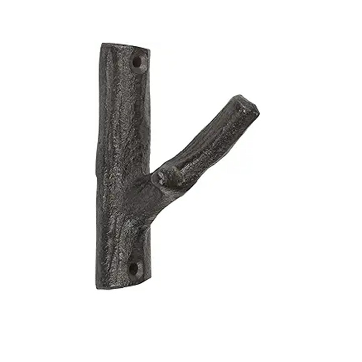 Fali akasztó, ág forma, öntöttvas, barna, 6.35x2.5x8.9cm