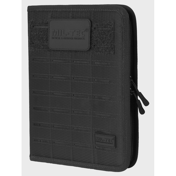 Carnet Tactic Impermeabil, MIL-TEC, Negru, 26x19x3cm, Structura Rigida Securizata, Inchidere Fermoar, Buzunare Practice, Organizare Eficienta