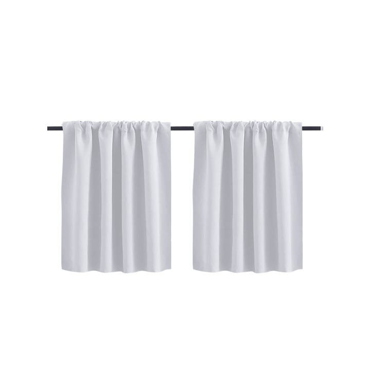 Set 2 perdele scurte, alb, 60x40cm, voal, filtru lumina