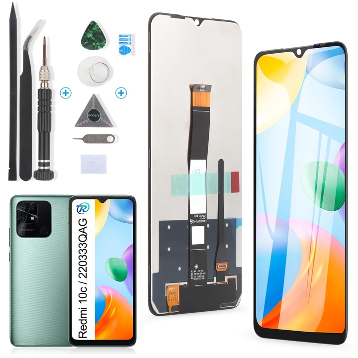 Display LCD RongZy cu touchscreen, pentru Xiaomi Redmi 10C, kit de instalare, culoare negru