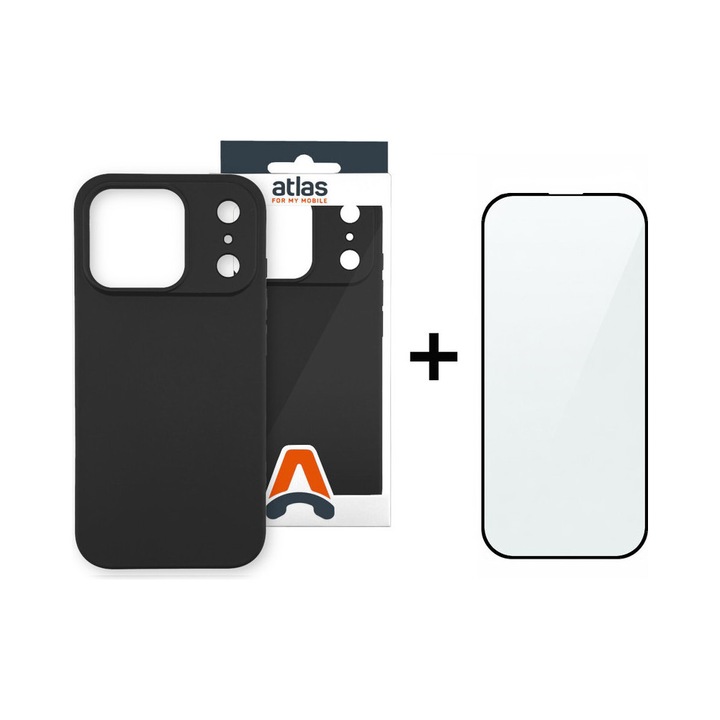 Set husa silicon si folie sticla compatibil cu Apple Iphone 17 Pro Max