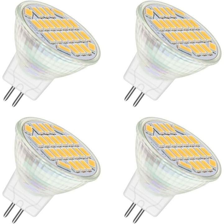 Bec LED MR11 GU4 12V 4W 3000K meleg fehér 35x35mm szett 4 db
