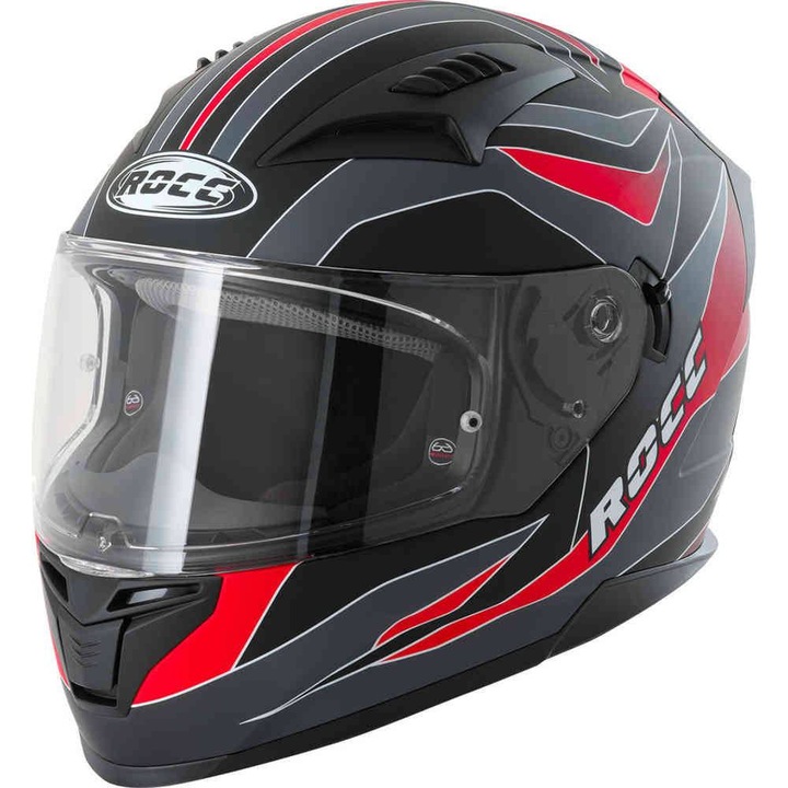 Rocc 333 sport motoros sisak, matt-szürke/piros, 1500g