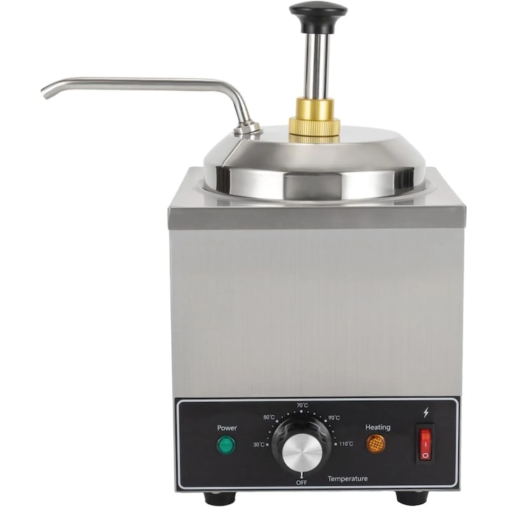 Incalzitor sosuri, Incalzitor si distribuitor electric, 650 W, Pentru ciocolata, fudge si branza, Profesional, pentru restaurante, Argintiu