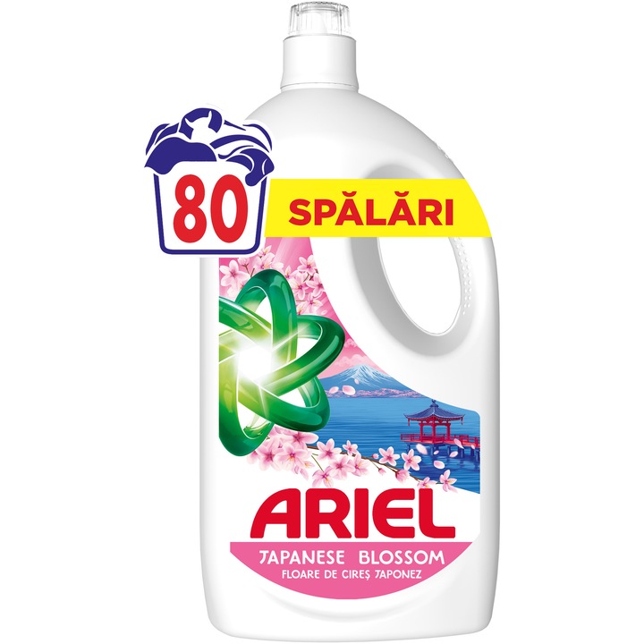 Detergent de rufe lichid Ariel Editie Limitata Floare de Cires Japonez, 80 Spalari, 3.6 L