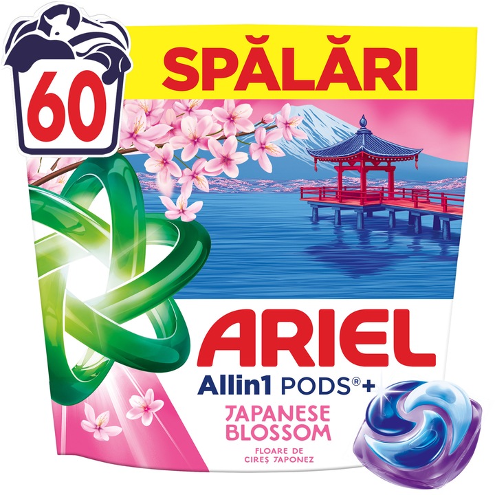 Detergent de rufe capsule Ariel Allin1 PODS Editie Limitata Floare de Cires Japonez, 60 spalari