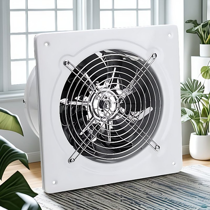Ventilator de evacuare a aerului de 4 inch, ventilator de perete cu prevenire a curentului invers (alb)