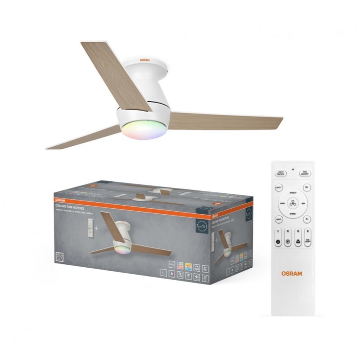 Osram mennyezeti ventilátor 38W CCTRGB, 6 fokozat, távirányító, IP20