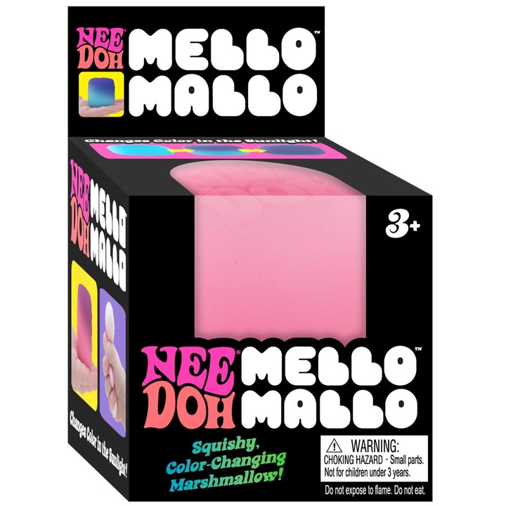 Jucarie Squishy Nee Doh Mello Mallo in Forma de Marshmallow, cu Schimbare de Culoare la Soare - Minge Antistatica