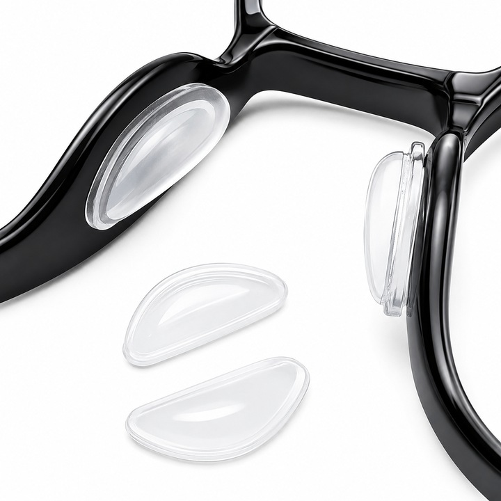 Set 2 x Pernute anti-alunecare pentru ochelari, material siliconic, hipoalergenic, transparente (2 perechi, 4 bucati), Alb