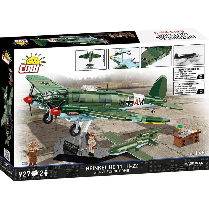 Set de Construit Heinkel HE 111 H-22 with V1 Flying Bomb - Executive Edition, 927 piese