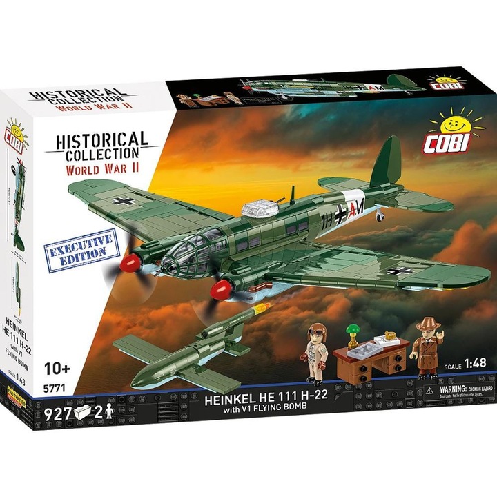 Set de Construit Heinkel HE 111 H-22 with V1 Flying Bomb - Executive Edition, 927 piese
