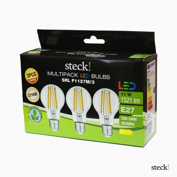steck! LED filament fényforrás 11W E27 2700K MULTIPACK