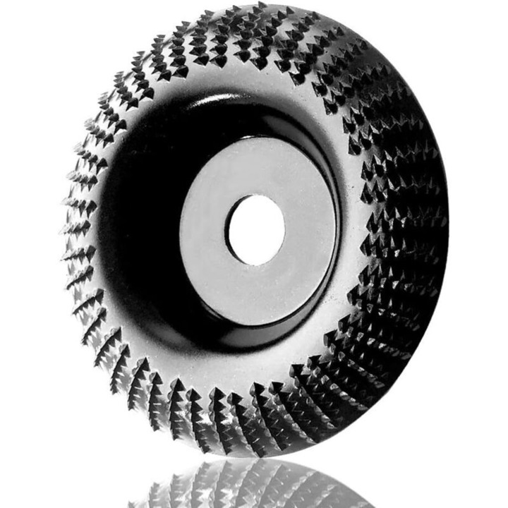 Disc de sculptura pentru lemn 110 mm, din otel mangan, diametru arbore 22,2 mm, compatibil cu polizoare 115/125 mm, negru, 1 buc
