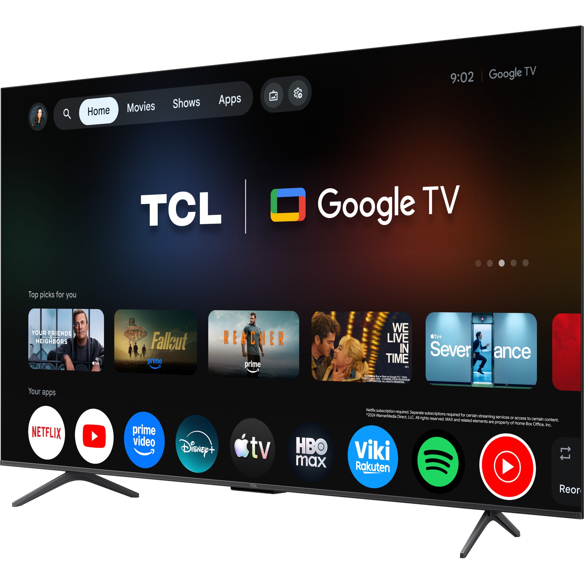 Televizor TCL QD-MiniLed 65T8D, 164 cm, Smart Google TV, 4K Ultra HD, 144Hz, Clasa F