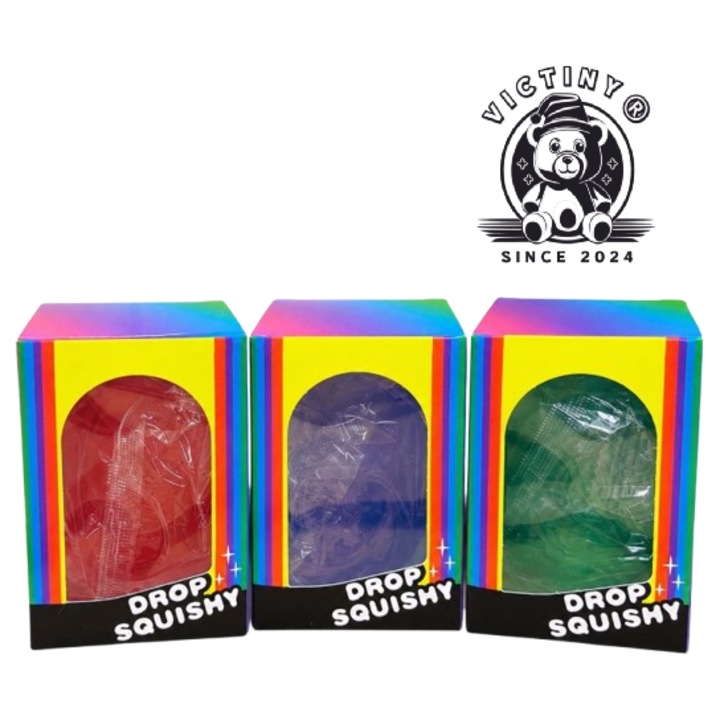 Jucarie interactiva VICTINY ® DROP / PICATURA squishy, culoare random, antistres, anxietate, depresie si multe alte afectiuni de zi cu zi, ale copiilor cat si ale adultiilor