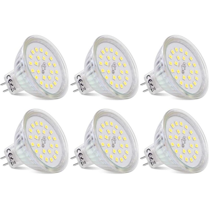 GU5.3 MR16 LED izzók 12V 3.8W 6000K hideg fehér 430lm 6 db-os szett