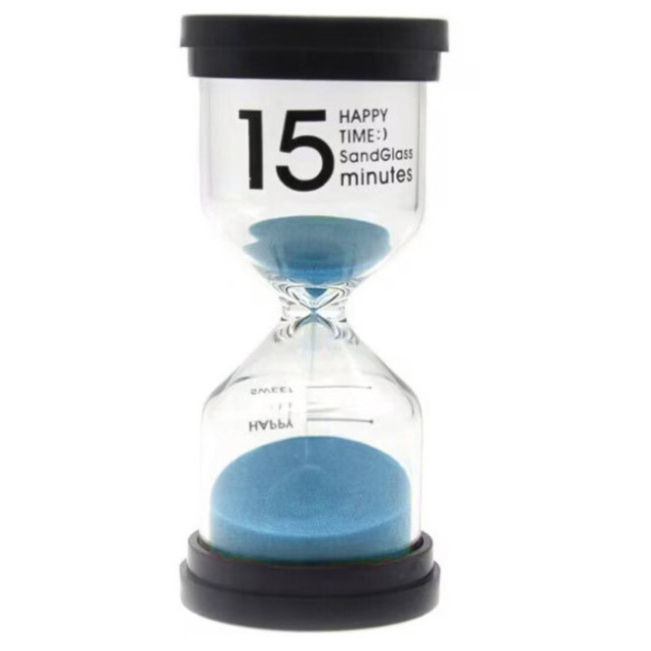 Mini dekoratív homokóra TimesSand Doty®, 15 perc időtartam, 10x4.5 cm, minimalista design, világoskék