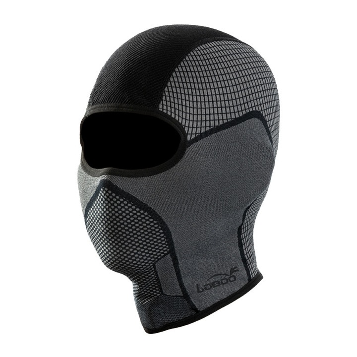 LOBOO RTT22 Balaclava, elasztikus, fekete-szürke, S/M 48x58cm