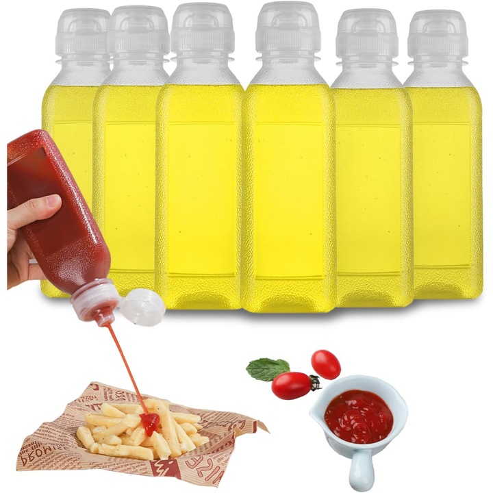 Комплект от 6 дозиращи бутилки 295ml, капачка flip-top, херметични, прозрачни, 3x22.5x6cm