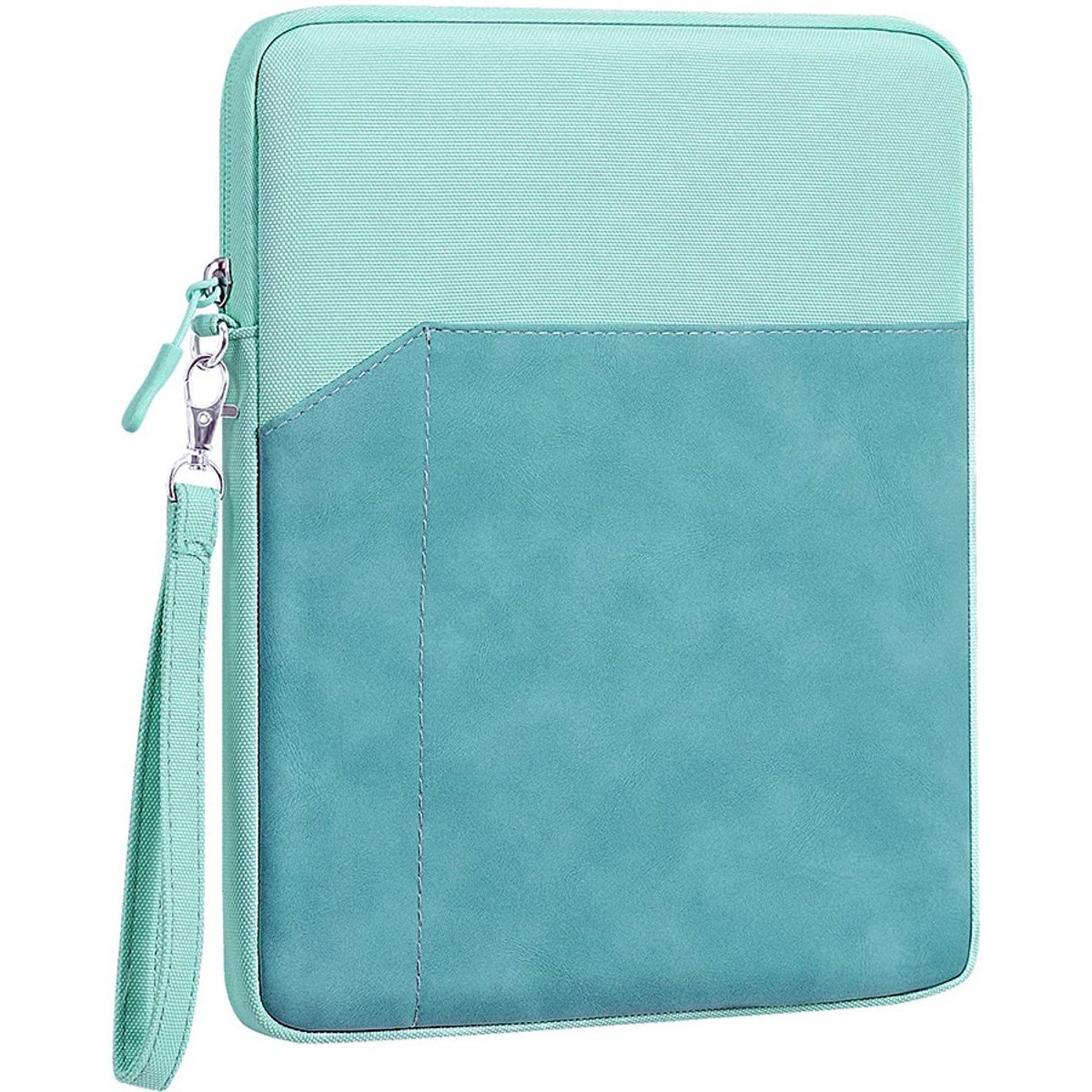 Husa tableta 7-8 inch, poliester si piele ecologica, verde, 22.5x16x2cm