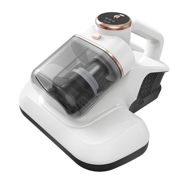 Aspirator Antiacarieni, Rqiurpn, 10Kpa, 3 viteze, Wireless, Cu filtrare UV, Lgienizare si sterilizare eficienta, Ultrasunete, Zgomot Redus, Reincarcabil la USB, Portabil, Ideal Pentru Alergii, Animale si Bebelusi, ABS, Alb