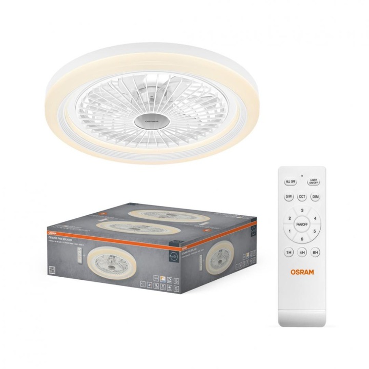 Osram Solano mennyezeti ventilátor, 43W, 6 fokozat, CCT 3000/4000/6500K, távirányítóval