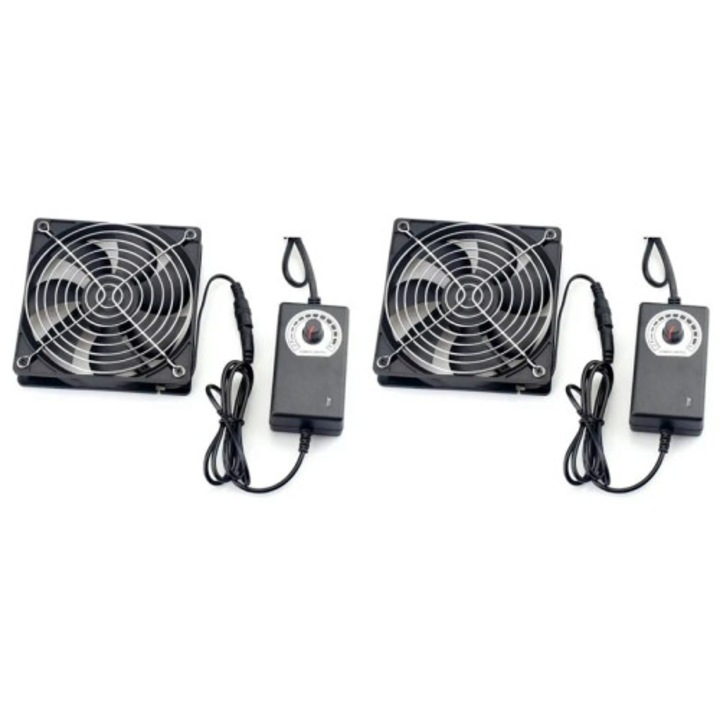 2 db PC ventilátor készlet 120x120x25mm fekete 12V 2700RPM vezérlővel