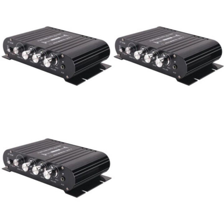 3 db HIFI 2.1 csatornás erősítő készlet, fekete, 20Wx2+40W, alumínium