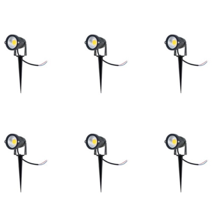 6 db LED kerti lámpa szett, 5W, meleg fehér, fekete, 7.8x7.3x6.2cm, IP65