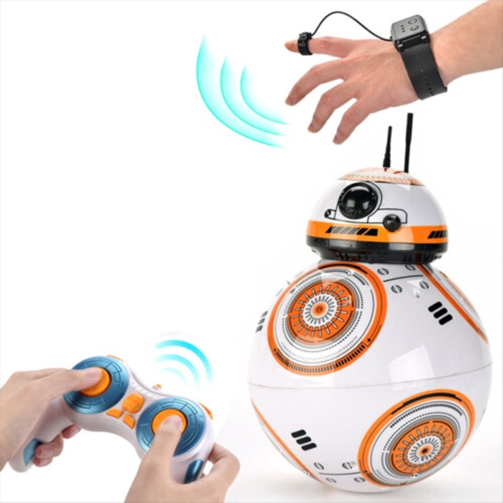 Távirányítós játékrobot 2.4G, 360 fokos forgás, fehér narancssárga, 30x30cm