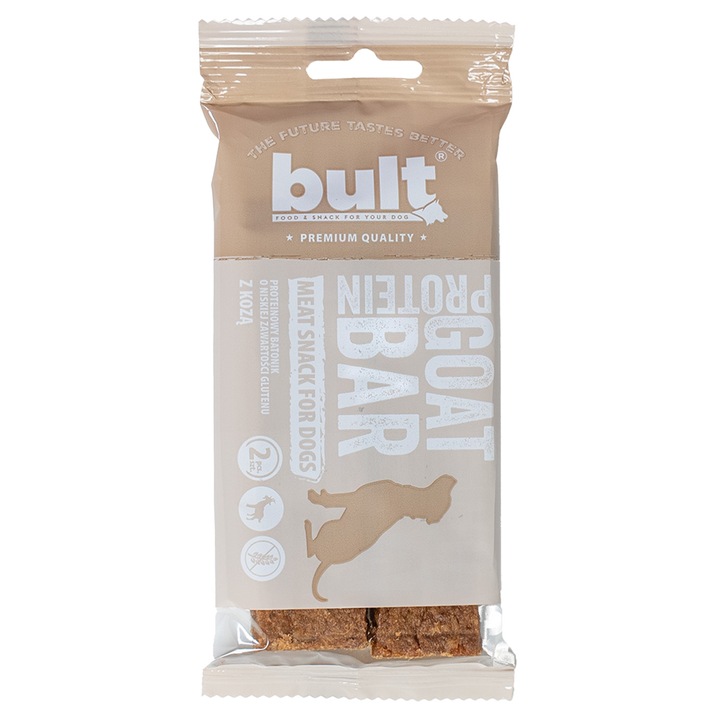 Recompensa pentru caini, bult, 75g, baton proteic cu carne de capra, usor de digerat, sustine forta musculara, gustos, ideal pentru antrenament