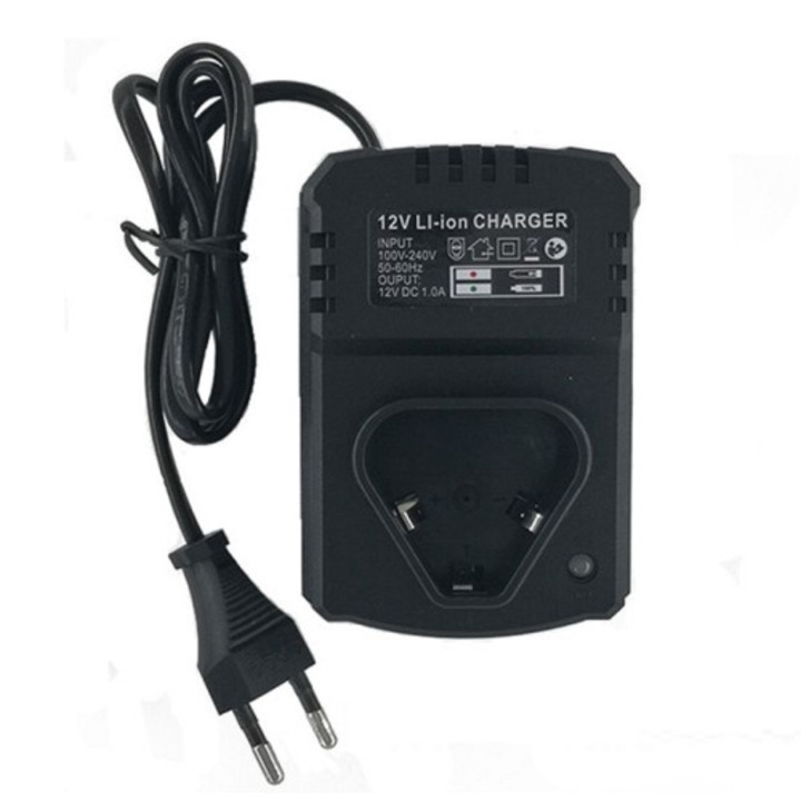 Incarcator baterie 12V pentru surubelnita, negru, 1000mm, EU plug