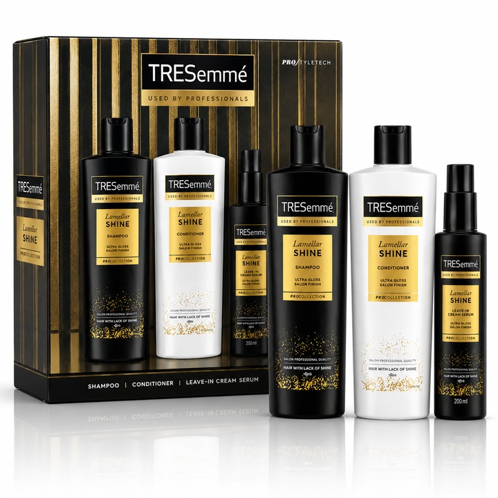 TRESemmé® Lamellar Shine ajándékcsomag – sampon 400 ml, balzsam 400 ml & leave-in szérum 200 ml