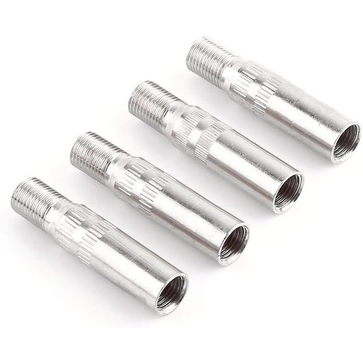 Szelepsapka hosszabbító adapter 4 db, kerék gumiabroncs szelepszár hosszabbító adapter csavar autóhoz, teherautóhoz, kisteherautóhoz, lakókocsihoz, ezüst