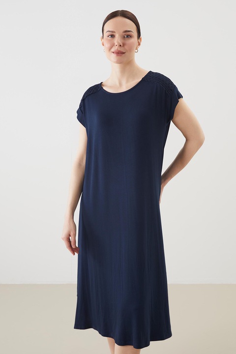 LC WAIKIKI, Rochie midi cu croiala in A, Albastru ultramarin
