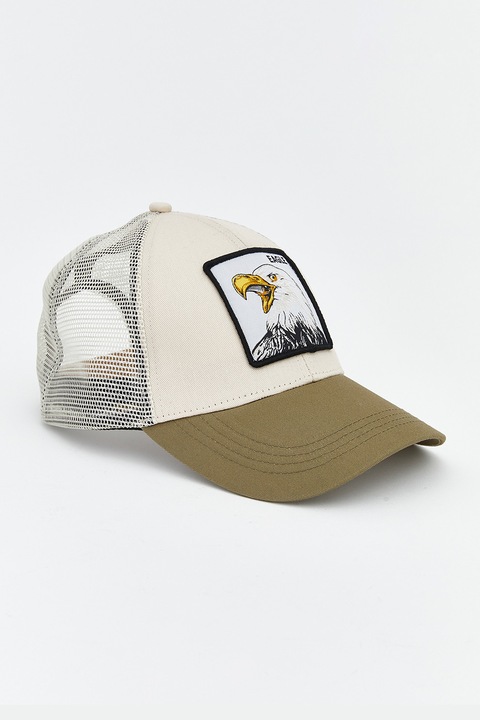 LC WAIKIKI, Sapca trucker cu aplicatie, Verde masliniu, Bej sampanie