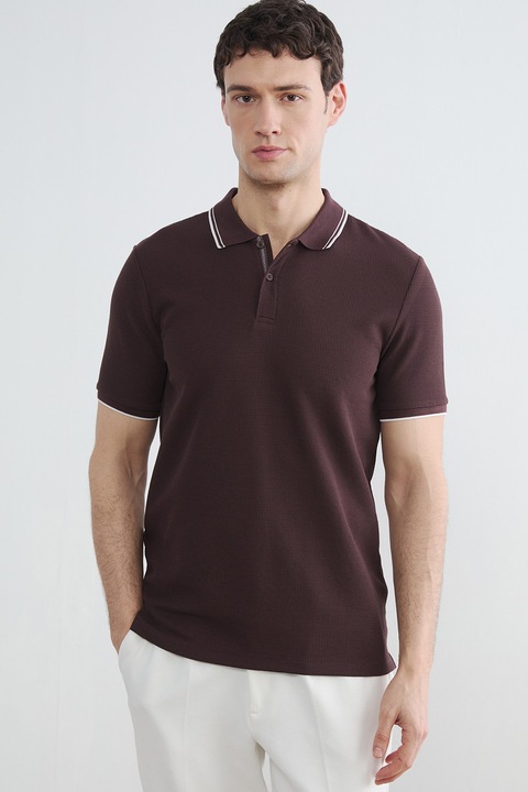 LC WAIKIKI, Tricou polo din amestec de bumbac, Maro inchis/Maro