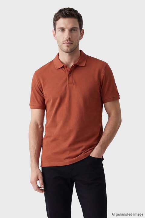 LC WAIKIKI, Tricou polo de bumbac, Caramiziu, L