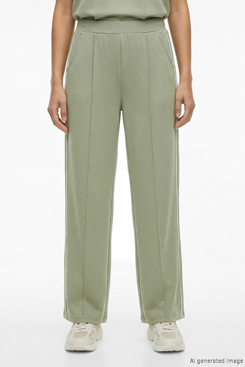 LC WAIKIKI, Pantaloni de trening drepti cu segmente laterale contrastante, Verde stins