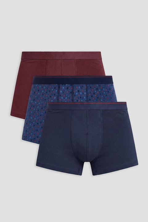 LC WAIKIKI, Set de boxeri din amestec de bumbac - 3 perechi, Visiniu/Albastru oceanic/Bleumarin