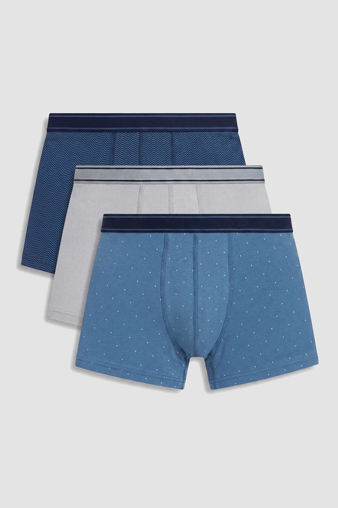 LC WAIKIKI, Set de boxeri cu imprimeu - 3 perechi, Gri deschis/Albastru cobalt/Bleumarin