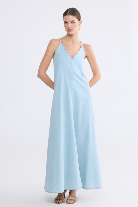LC WAIKIKI, Rochie maxi de denim cu decolteu in V Vision, Albastru pastel, XL