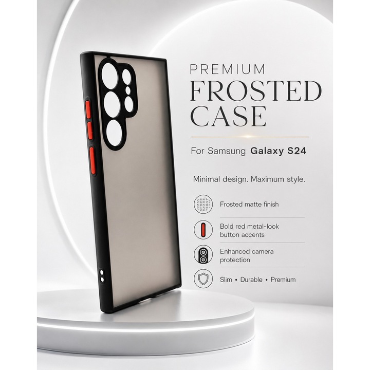 Védőtok Samsung Galaxy S24 Ultra készülékkel kompatibilis, OPTIM SOLUTION, Szilikon TPU, Ultra Safe Kamera Védelem, Divatos Füstös Dizájn, Fekete