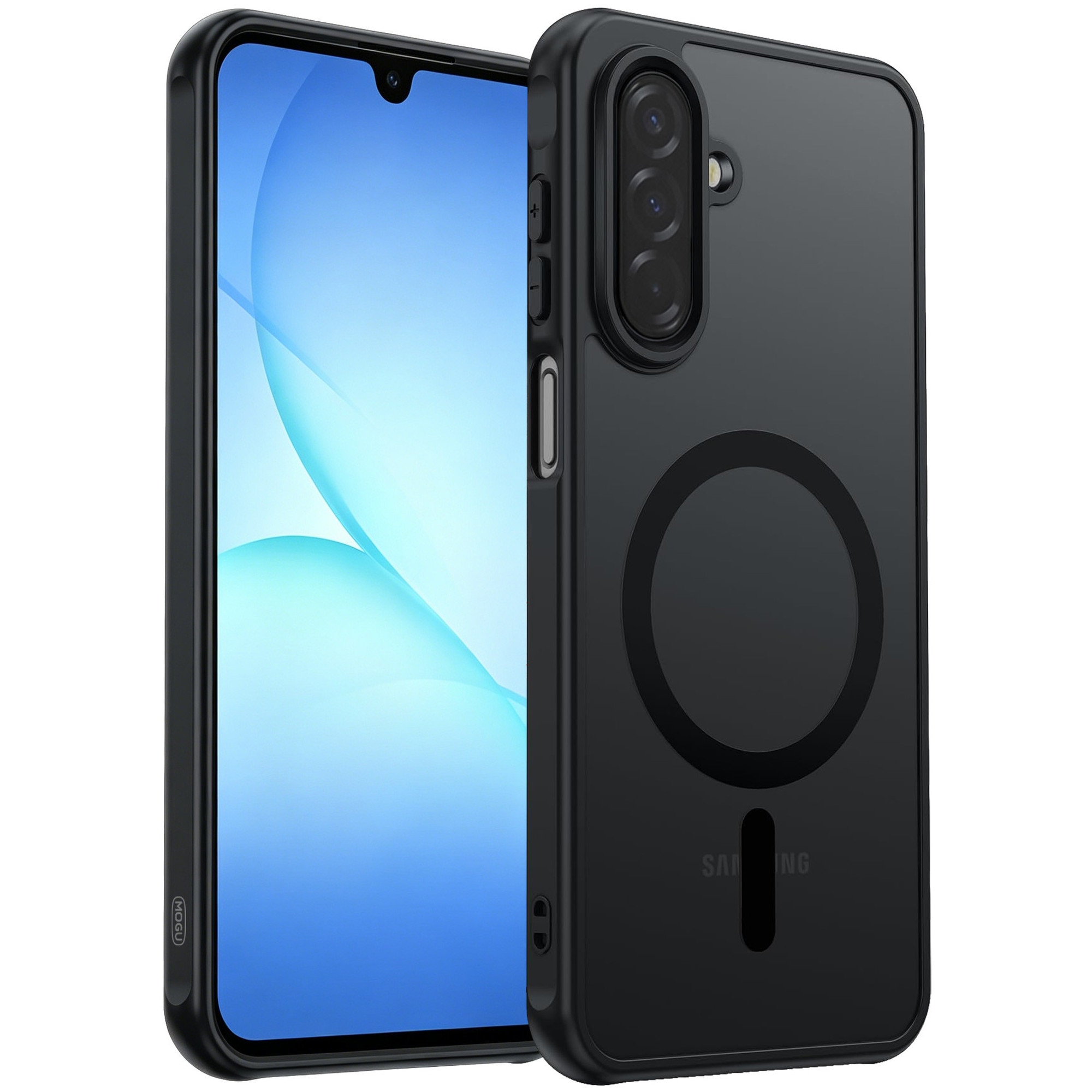Husa de Protectie Magnetica pentru Samsung Galaxy A17/A16 5G, MOGU Carcasa MagSafe, Incarcare Wireless, Protectie Impotriva Caderilor de Nivel Militar, Antizgarieturi, Protectie 360°, Anti-Soc, Ultra Subtire, PC+TPU, Negru