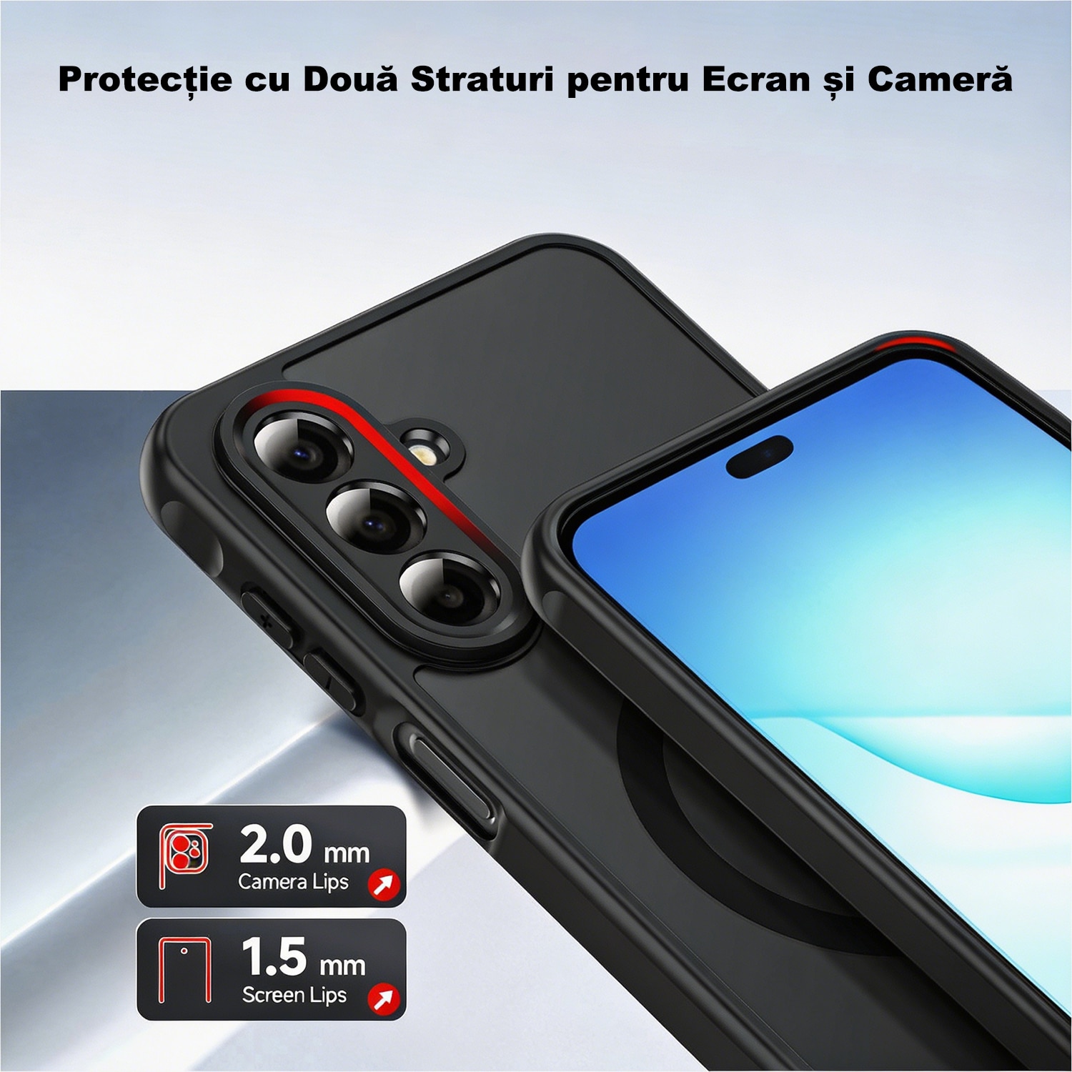 Husa de Protectie Magnetica pentru Samsung Galaxy A17/A16 5G, MOGU Carcasa MagSafe, Incarcare Wireless, Protectie Impotriva Caderilor de Nivel Militar, Antizgarieturi, Protectie 360°, Anti-Soc, Ultra Subtire, PC+TPU, Negru
