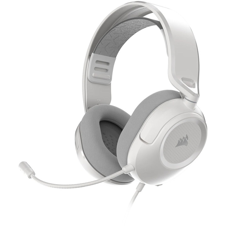 Corsair HS35 Stereo V3 Gamer fejhallgató, 3.5 mm csatlakozás, kompatibilis PC, Mac, PlayStation, Xbox, Nintendo, 50mm neodímium hangszórók, körirányú mikrofon, fehér