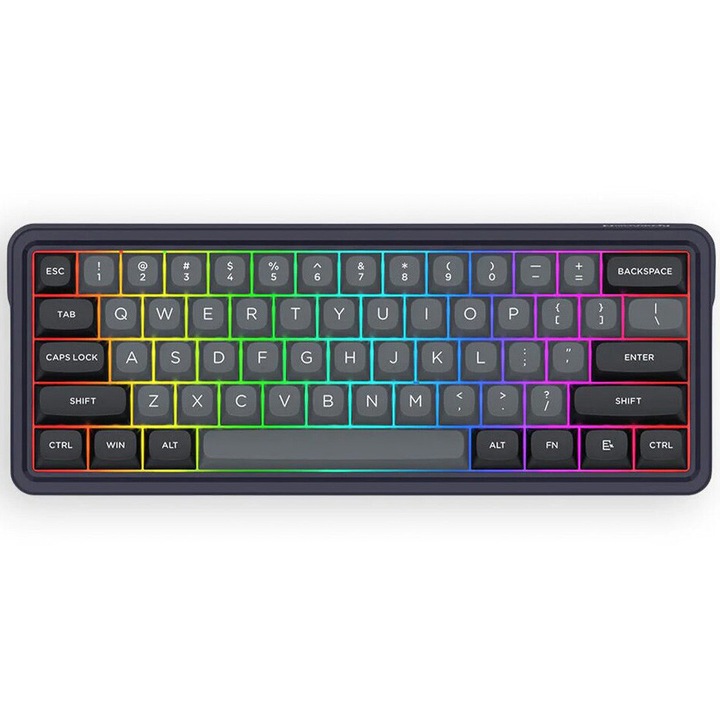 Tastatura wireless cu touchpad, iluminare RGB in 7 culori, reincarcabila, Range 10m, compatibila PC, TV, Playstation, Xbox, Laptop, Negru